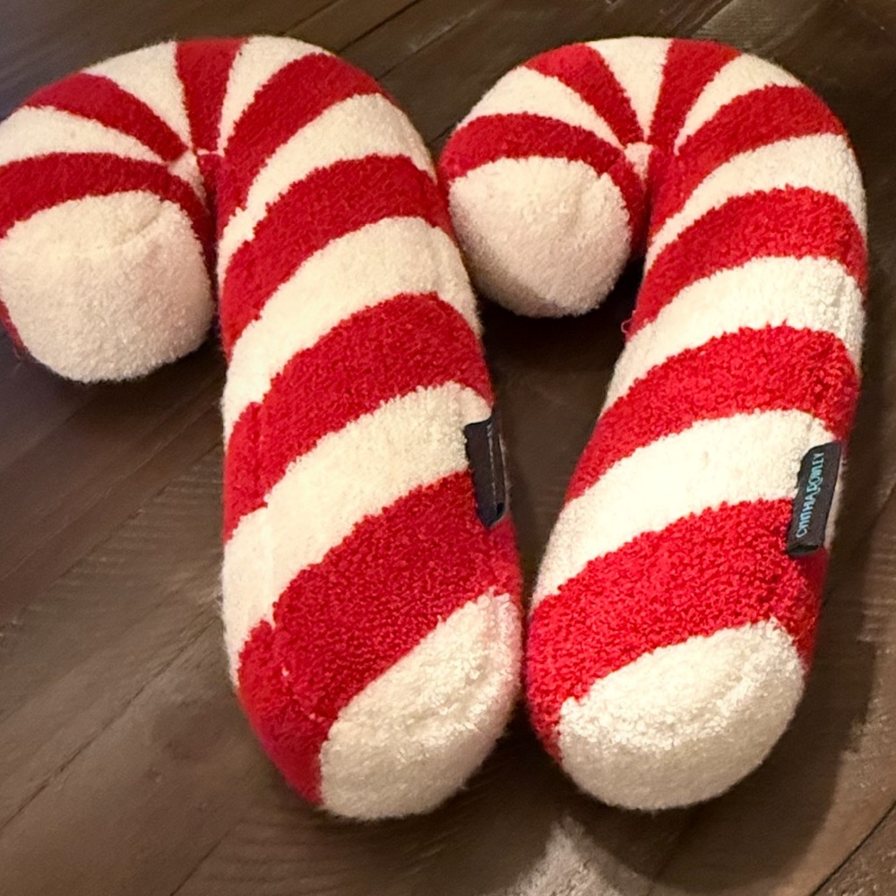 Cynthia Rowley Red and White Candy Cane Holiday Pillows